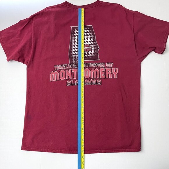 Harley Davidson Men's Burgundy T-Shirt Montgomery Alabama Logo Short Sleeve XL - Picture 6 of 9